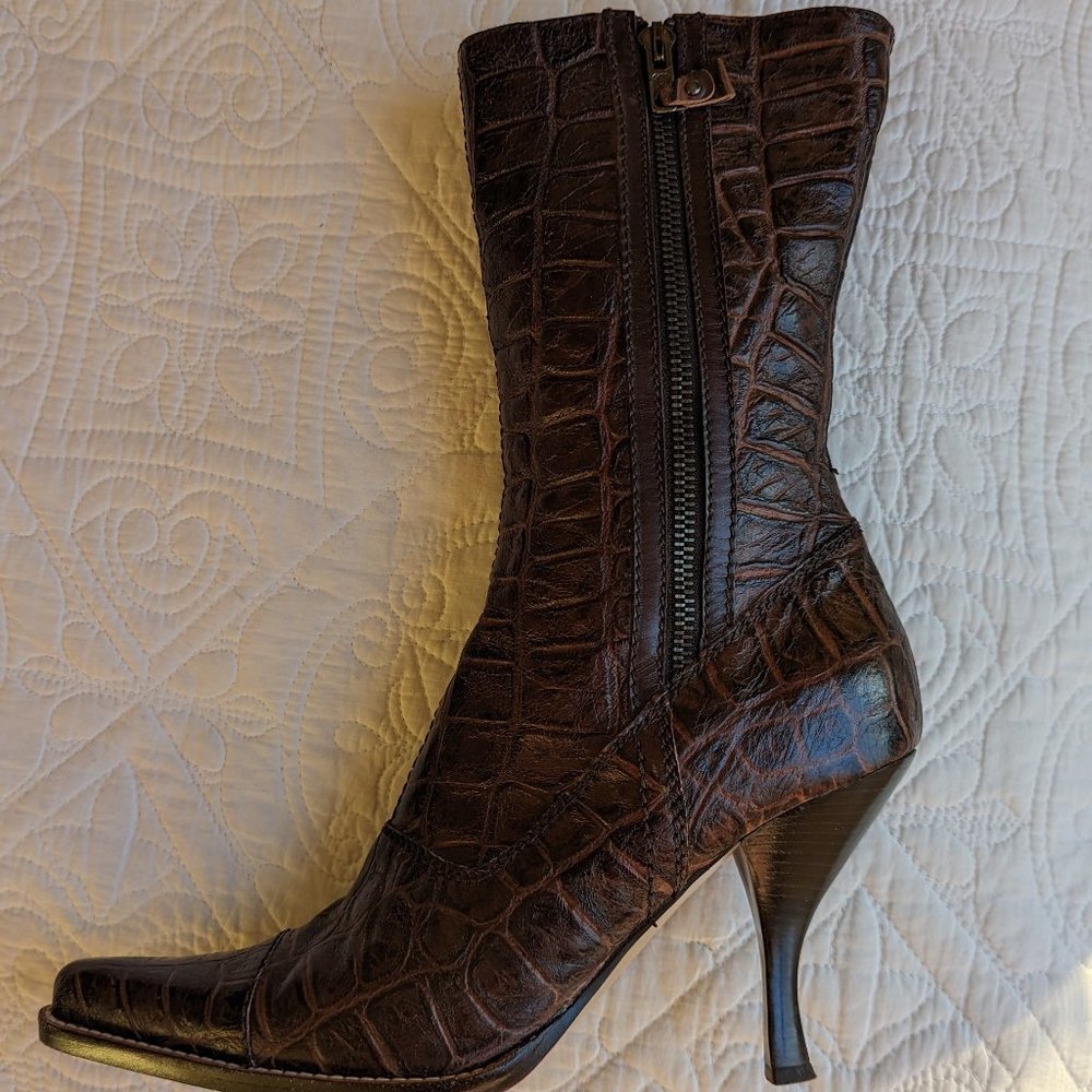 Miu Miu Embossed Crocodile  Boots  Size 39